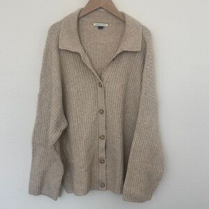 AE Tan Ribbed Cardigan